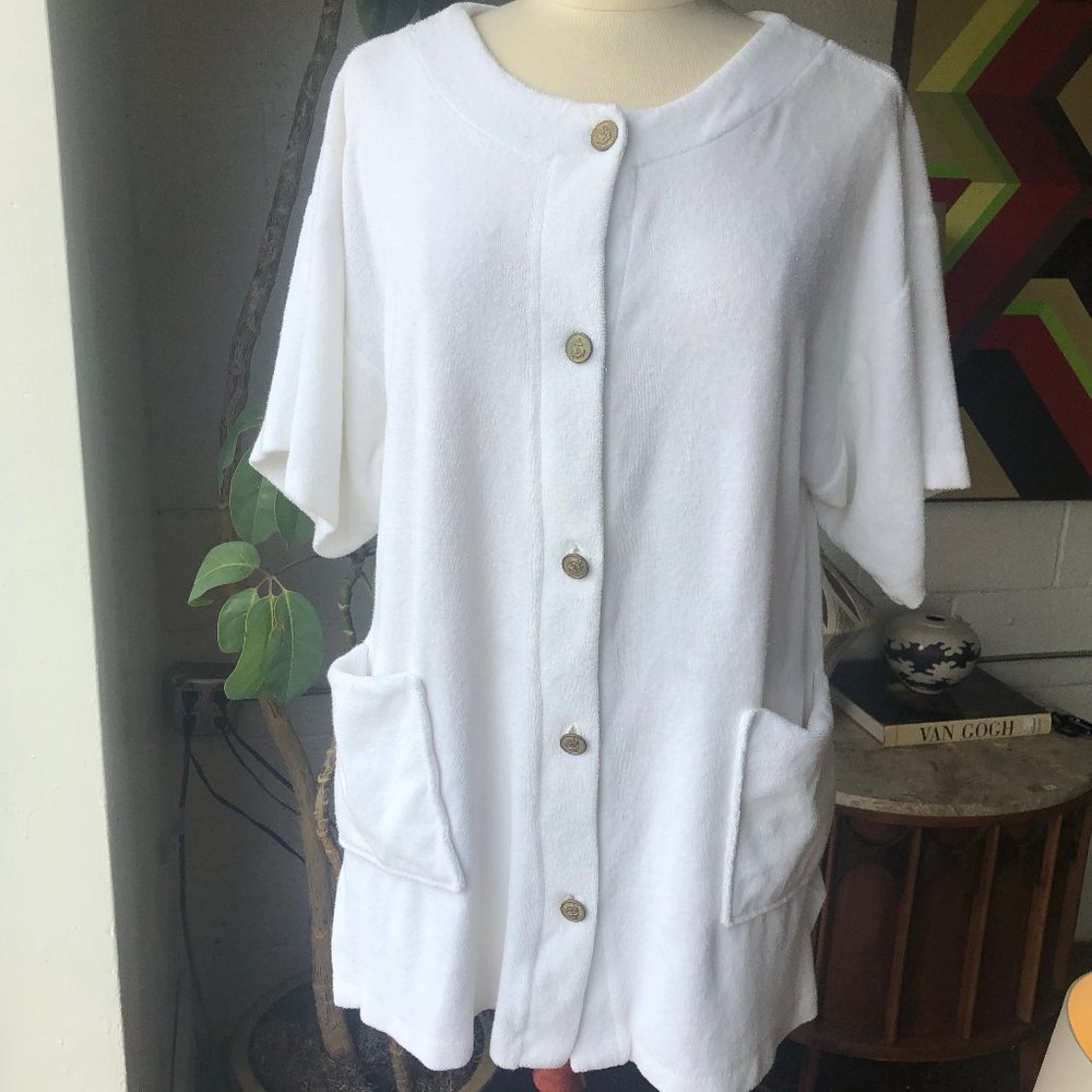 Coco Bay White Terry Cloth Swim Cover Up 80s M